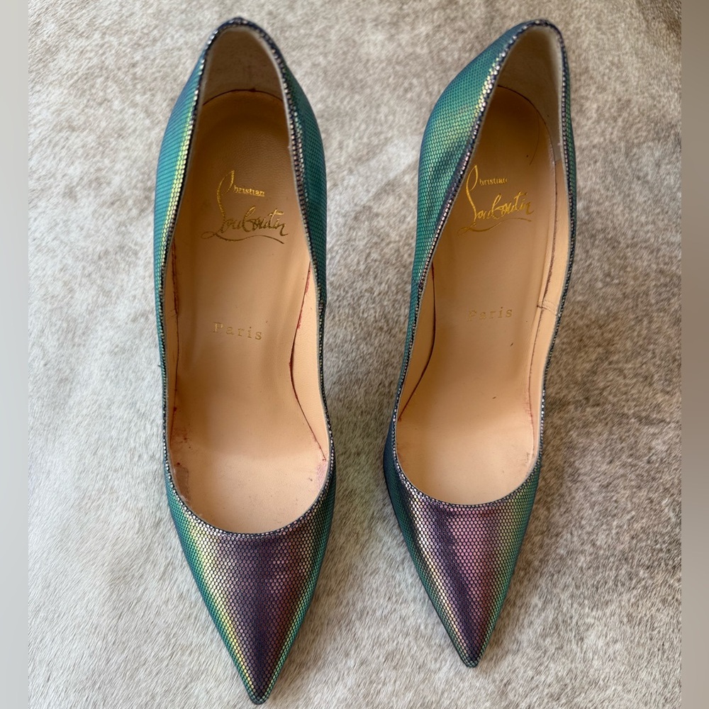 Christian Louboutin Iridescent Pointed Toe Heels 120 mm
